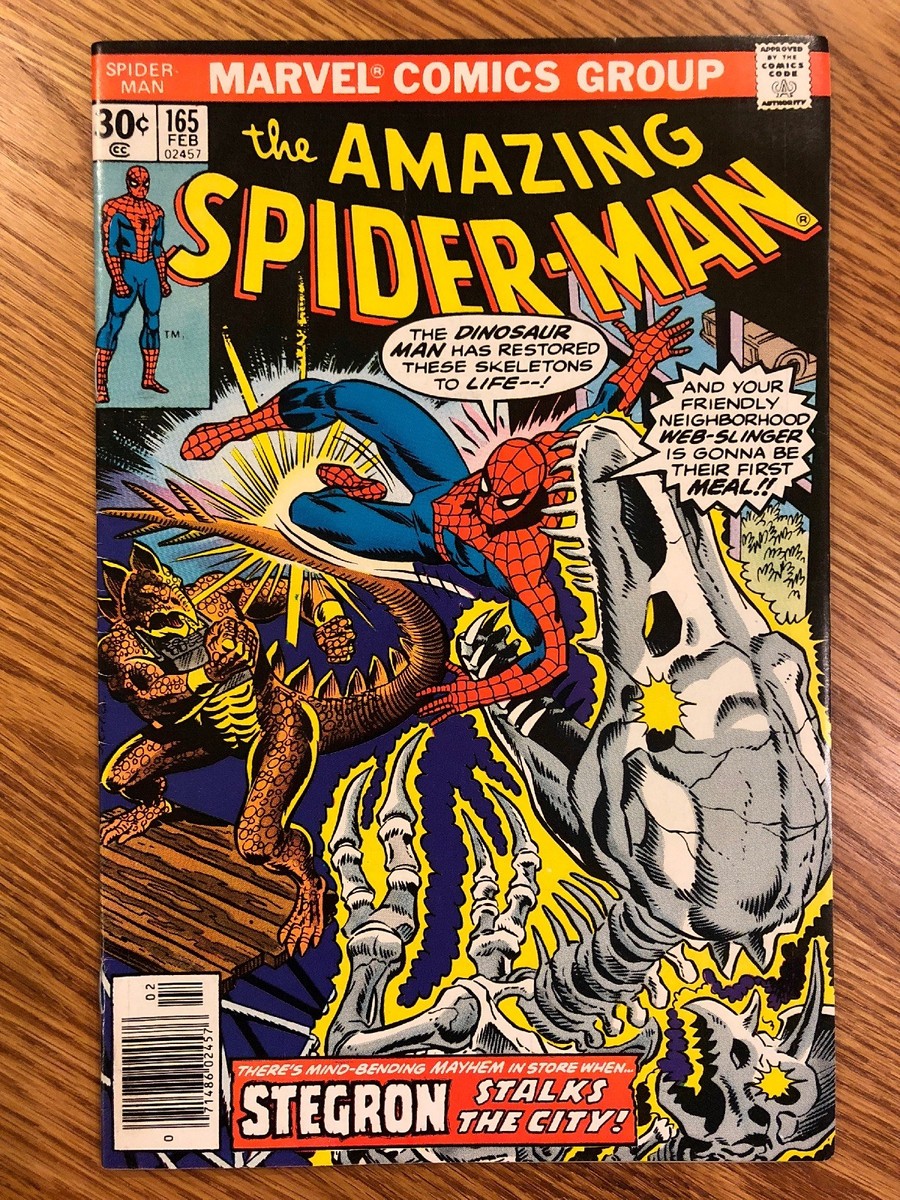Amazing Spiderman 165 - Bronze Age Classic Stegron Stalks the City