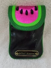 Betsey Johnson Small Mini Cell Phone Wallet Case Purse Black, Green and Pink