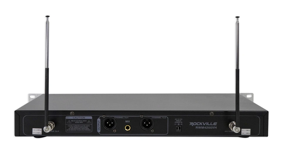 Rockville RWM4200VH VHF Wireless Quad HandHeld Microphone System w LCD Display! - Image 2 of 4