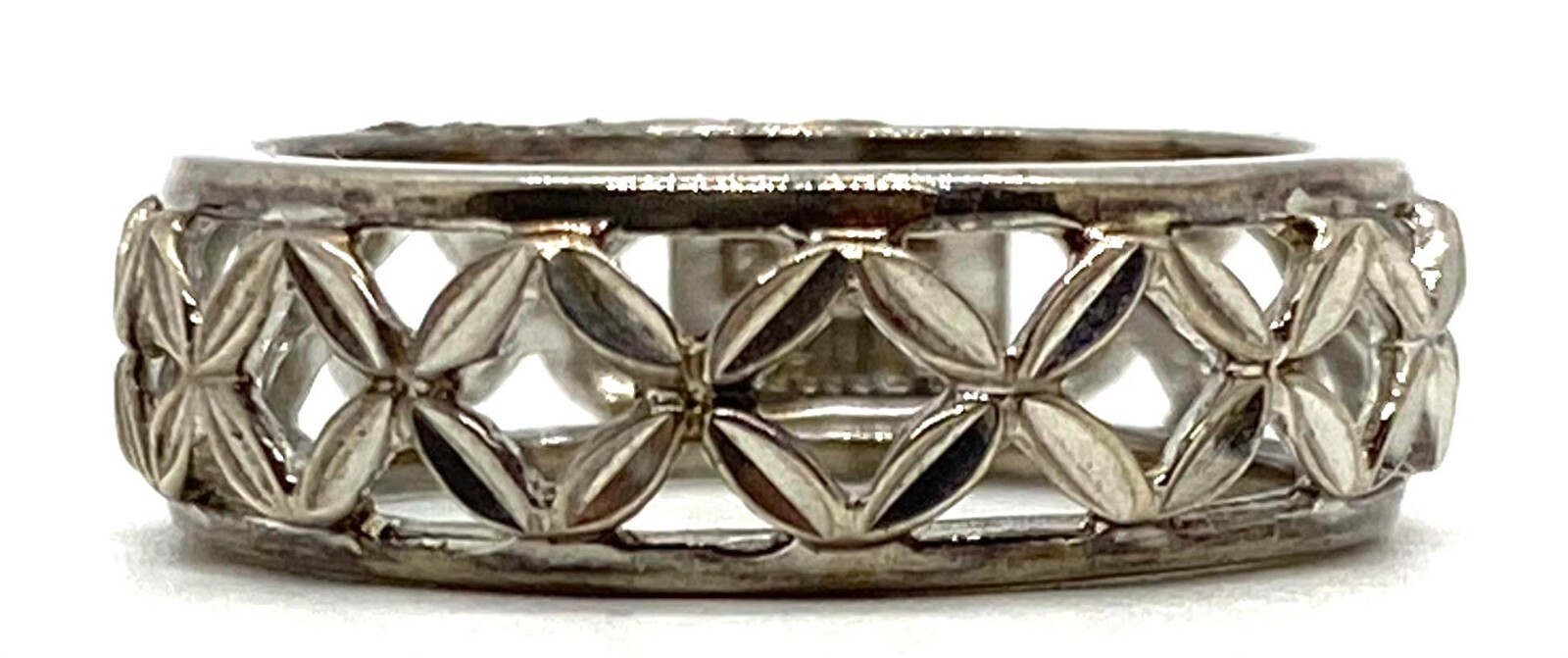 Mens Simple Flower Pattern X Solid Sterling Silve… - image 1