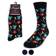Men s Doctor Nurse Novelty Crew Socks Size 10 13 70 Cotton Gift Pack