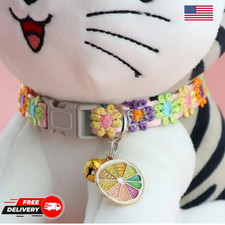 Colorful Paw Print Pet Collar with Bell Adjustable Dog Puppy Kitten Safety Neckw