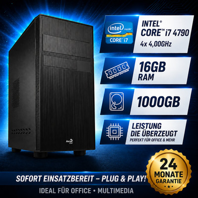 Windows 11 Business PC - Intel i7 4x 4,00GHz 16GB RAM 1000GB Computer Multimedia