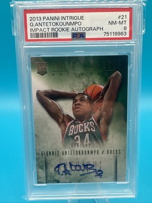 2013-14 Panini Intrigue - Impact Rookie Autographs Giannis Antetokounmpo PSA 9