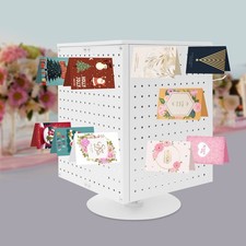 Pegboard Rotating Display Stand, 4 Sided Spinning Peg Board Display, w/ 20 hooks