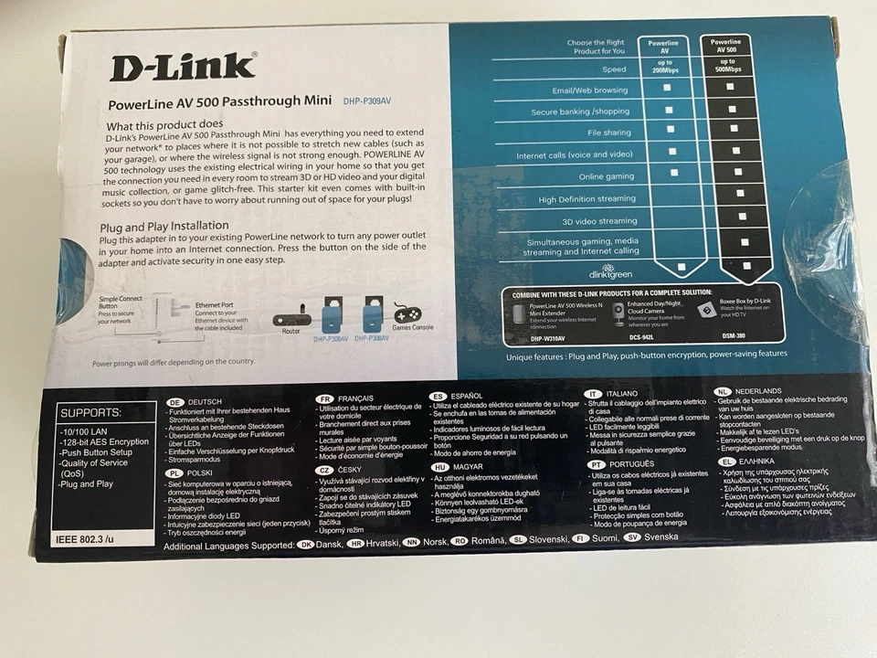 Powerline AV 500 Passthrough Mini Adaptor Starter Kit - DHP- P309AV with All👌 - Imagen 2 de 4