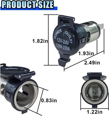 cigarette lighter socket size DC 12V Aluminum Outlet Female Watertight Automotive Automobile Car Power - Cigarette Lighter, Cigarette Socket cell phone charger 2Pcs 12V Cigarette Lighter Socket