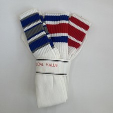 DEAL 3 Pack VTG Tube Socks White 10-14 NOS Pairs Acrylic 80's 90s 22" USA.
