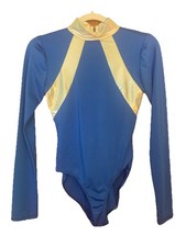 The Line Up Blue Metallic Silver Long Sleeve Dance Leotard AS