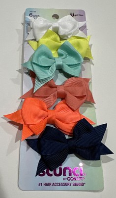 NEW 6 pcs Girls Bow Clips Scunci U Got This Bow Clips, Assorted Colors, #32747