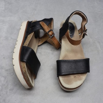 Josef Seibel Womens 6.5 Sandals Brown Clea 01 Leather Platform Cork Strappy EU37