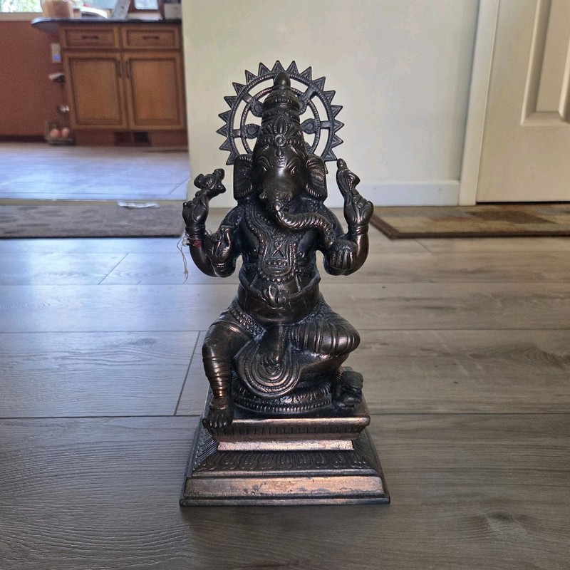 Hinduism Ganesha Seated Statue Figure on Base - Hindu Ganesha Statue/Figure
