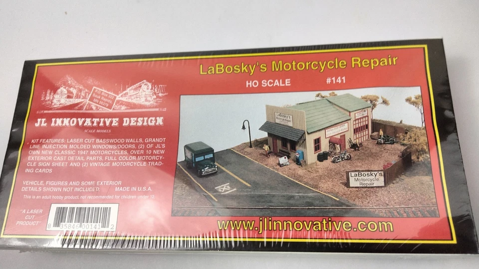 JL Innovative Design HO Building Kit 141 Labosky's Motorcycle Repair Wood Kit - Image 2 of 4