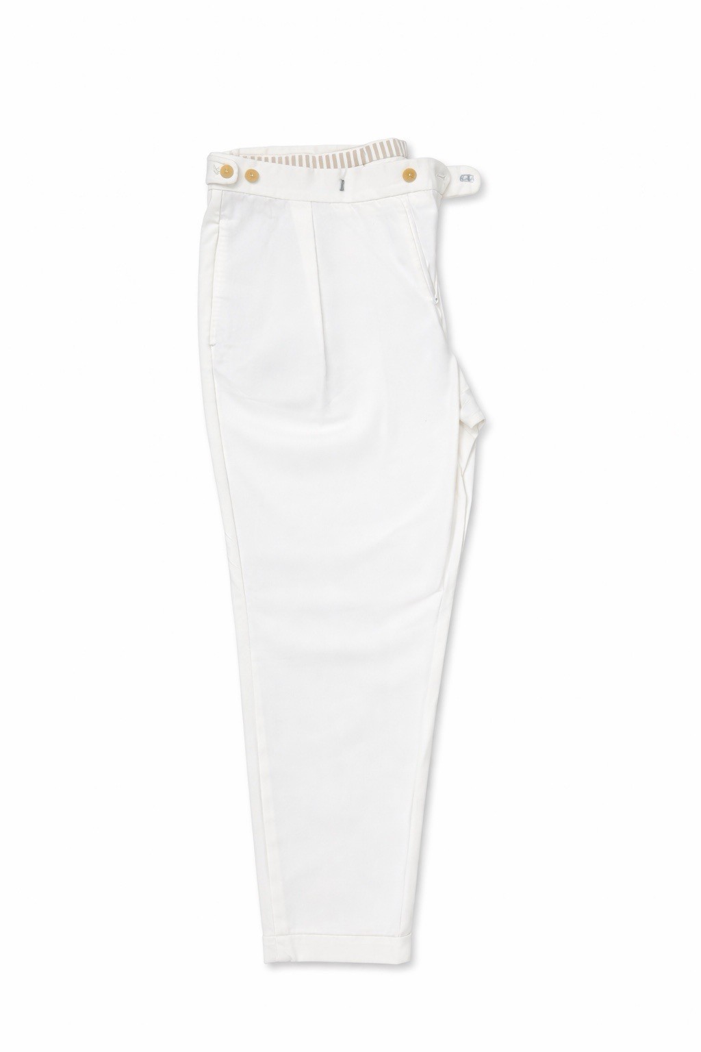 Massimo Dutti White Pleated Cotton Twill Men's Tapered Pants size 30 thumbnail 3