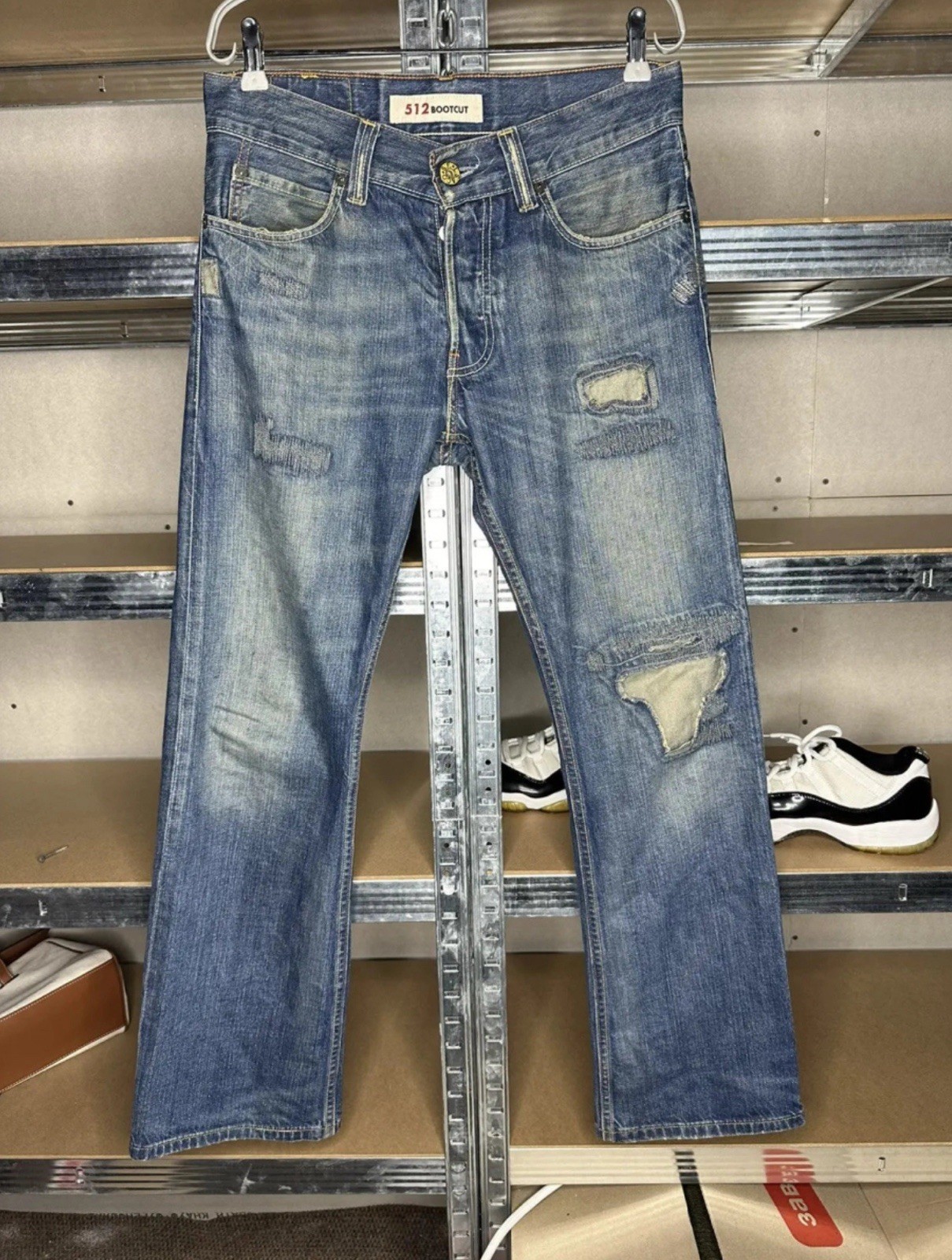 Vintage/Y2K Levi's 512 30 x 30 Bootcut Distressed Jeans - Ripped Blue Denim