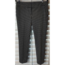 Express Womens 6 Columnist Ankle Pants Black White Grid Stretch Dress Slacks