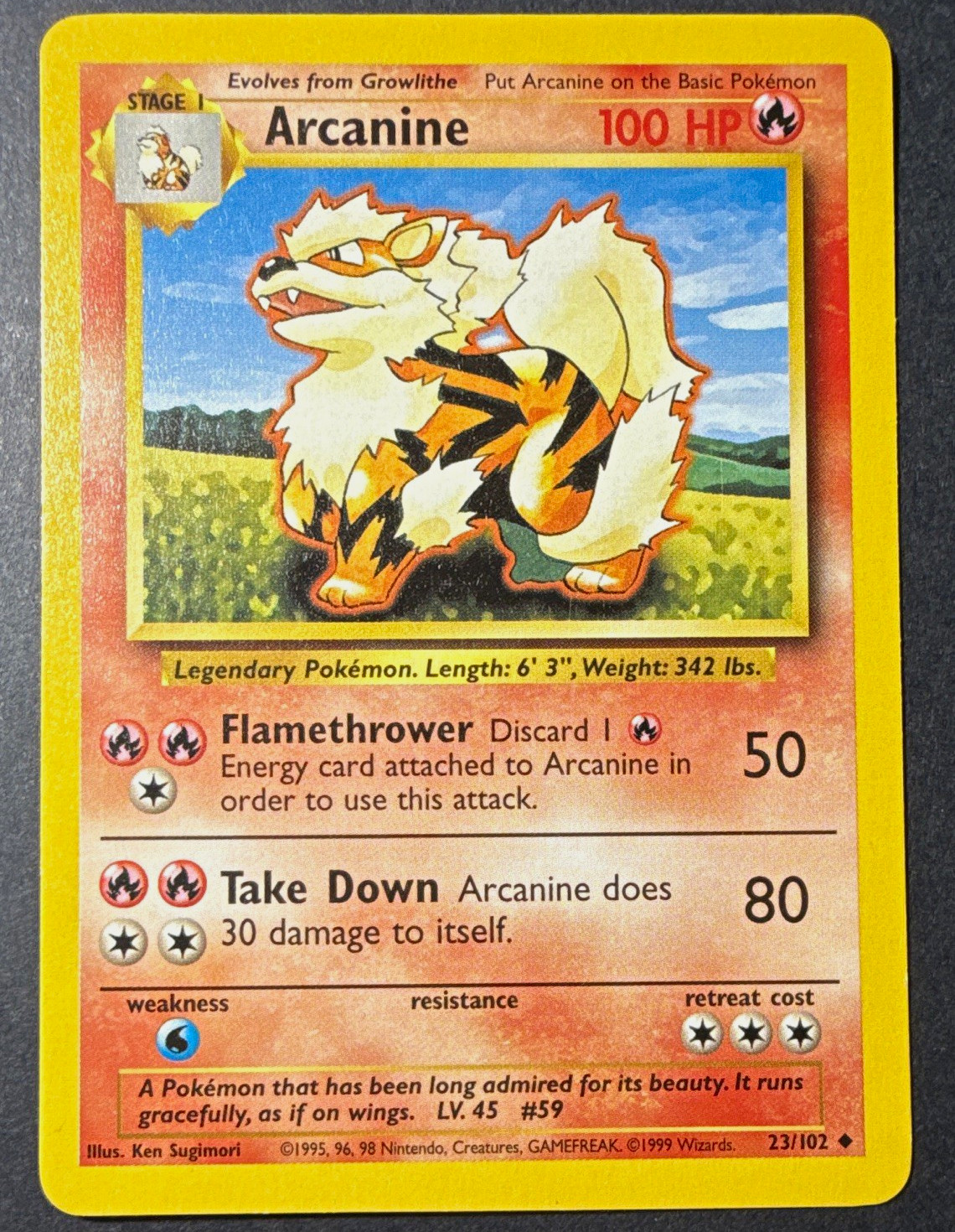 Pokemon Arcanine 023/102 Base Set Unlimited Regular Uncommon 1999 A8