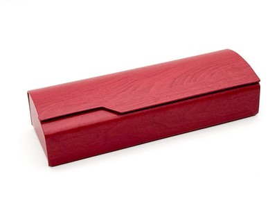 1 festes Brillenetui rot Holz Etui aus Metall magnetisch Brille Lesebrille  Neu