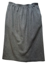 Alfred Dunner Gray Wool Blend Elastic Waist Midi Skirt Size 10 Made In USA