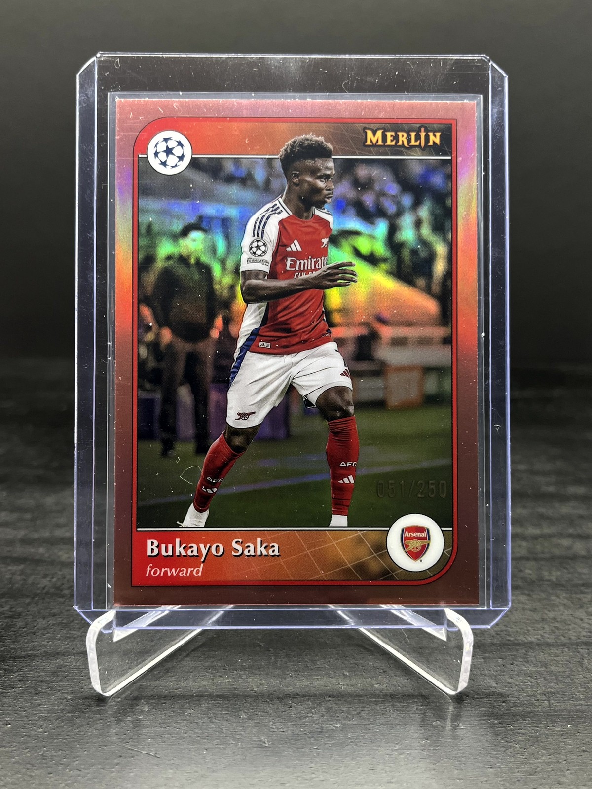 2024-25 Topps Merlin UEFA Soccer Bukayo Saka Rose Gold Refractor 051/250 #7