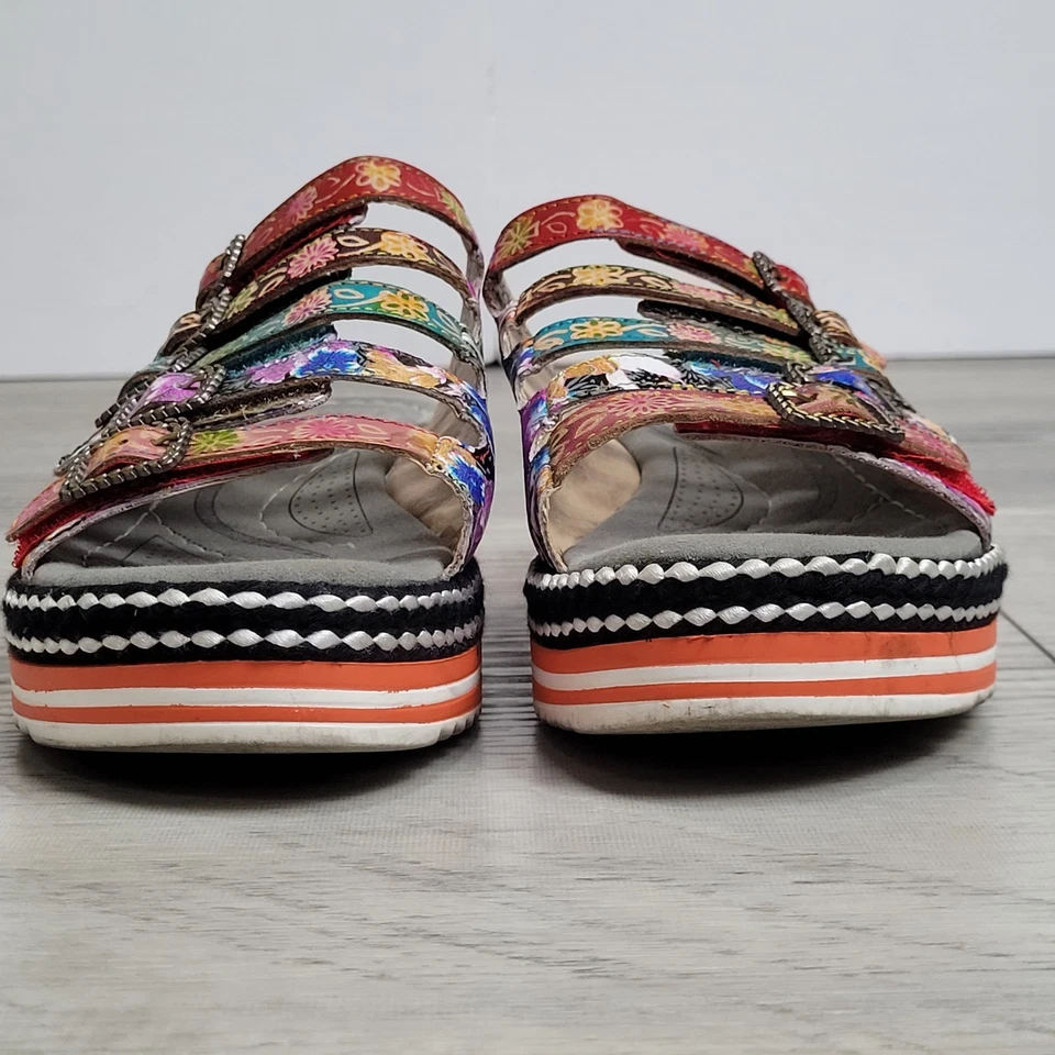 🌺 L'ARTISTE Spring Step Platform Sandals Zassera Leather Floral Straps 38/7.5 - Image 3 of 4