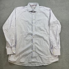Eton Contemporary Fit Dress Shirt Mens 17.5 44 Blue Check Long Sleeve Cotton