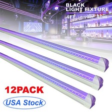 12 Pack T8 Integrated UV Led Black light Bar Fixture 4Ft 40W for Hollaween Party