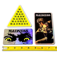 (3-Pack Assorted) Original NOS Madness Skateboards Decal / Stickers