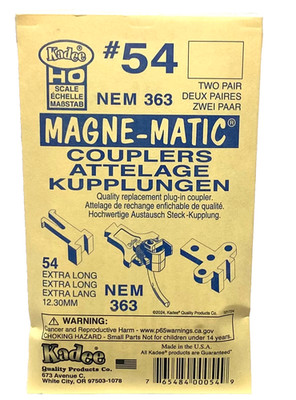 HO Scale Kadee #54 NEM 363 European-Style Couplers Extra Long (2pr)