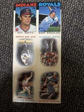 1986 TOPPS BASEBALL UNCUT 6 CARD SHEET Indians Royals Blue Jays Reds Phils Mil