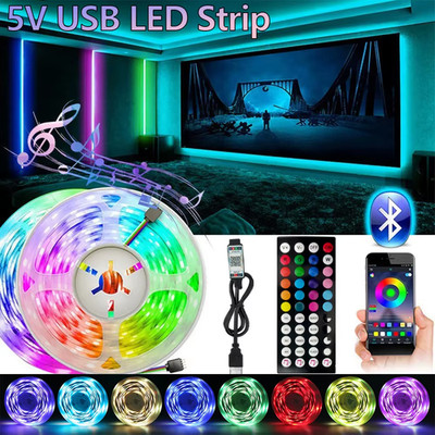 RGB USB LED Strip, APP with 44 Key Remote Control, Suitable for Bedroom, Living 