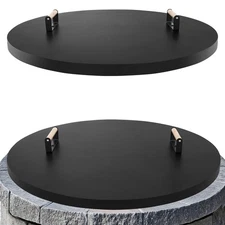 Fire Pit Lid Cover Round - 34" Rust Resistant Powder Coated Steel Firepit Cov...