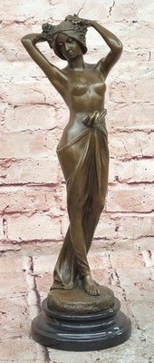 Bronze Statue Holz Nymphe Waldgöttin Skulptur Art Nouveau Milo