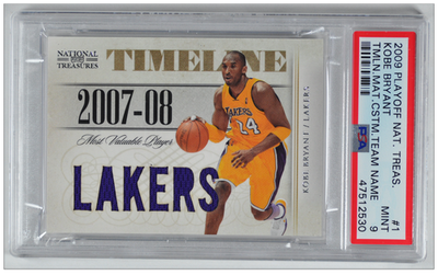 2009 Playoff National Treasures Timeline Kobe Bryant /99 #1 PSA 9