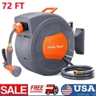 Retractable Hose Reel Water Hose Reel 1/2 in x 72 ft 180° Swivel Wall-Mounted