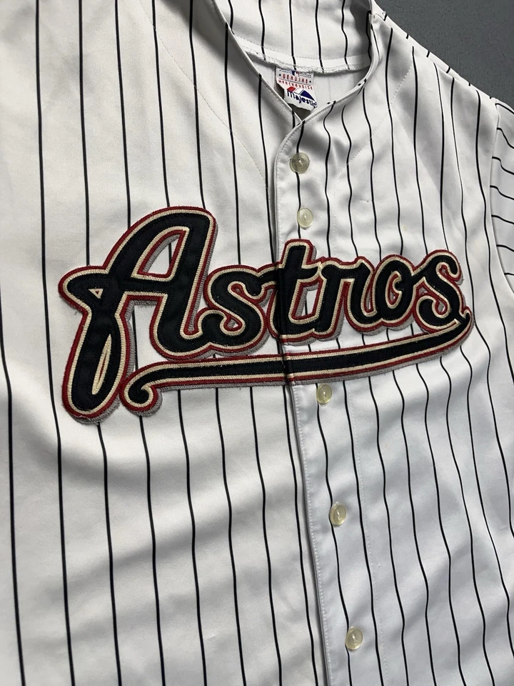 Camiseta de béisbol majestuosa vintage de los Astros de Houston para hombre XL blanca a rayas MLB Foto 4 de 4