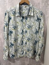 White Stuff, Size XL, Slim Fit White /Green Seaweed Print Cotton Shirt, VGC