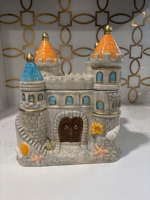 Cheryl s Cookies Sandcastle Cookie Jar Ceramic Rare Beach Candy 11  HTF