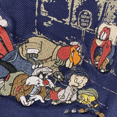 Camisa De Colección Looney Tunes Multipersonaje Tejida Botón Para Hombres Grande Bugs Bunny Taz Años 90 - Imagen 9 de 19