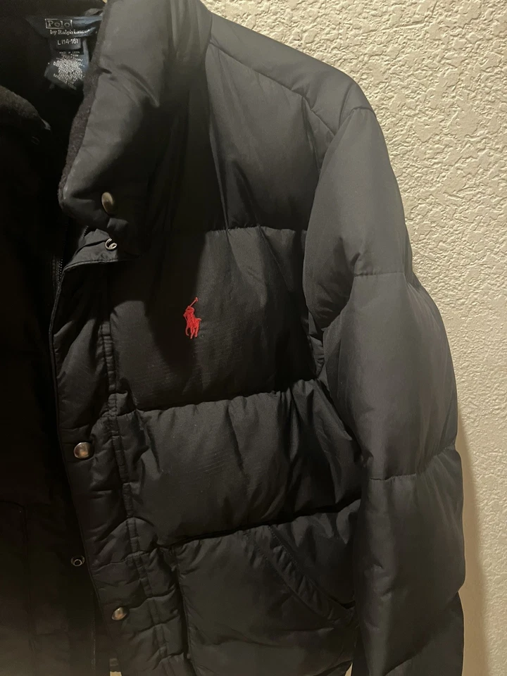 Chaqueta Polo Ralph Lauren Negra Plumón Puffer Con Capucha Talla L 14-16 Unisex Sin Sombrero Foto 2 de 4