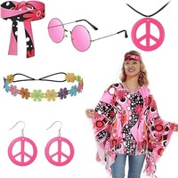 Hippie KostüM Damen, 60 Er 70Er Jahre Hippie Kleidung, Disco Outfit Hippie