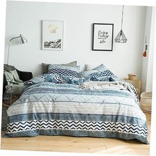 Boho Stripe Duvet Cover 100 Cotton Teal Blue Bohemian King Aztec Geometric