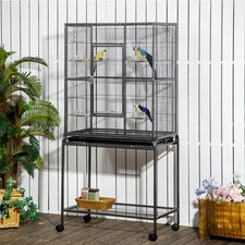 Rolling Large Bird Cage Cockatiel Conure Aviary w/Detachable stand Storage Shelf