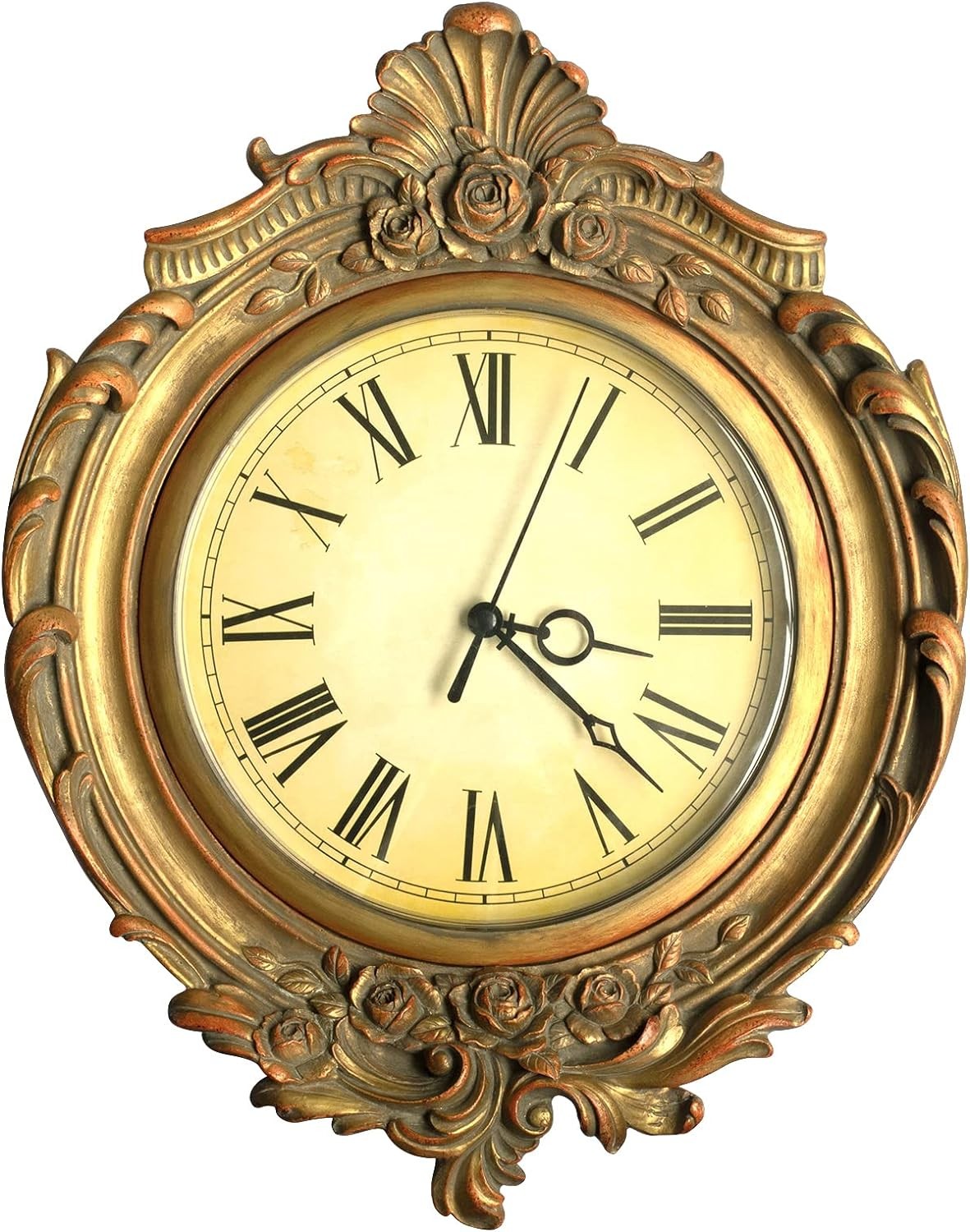 AELS Vintage Wall Clock, European Style Decorative Retro Distressed Gold