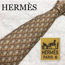 Excellent Condition HERMES Tie Ornament Square Ball Allover Pattern 100 Silk Mad