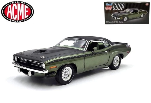 New Acme 1:18 Scale 1970 Plymouth AAR Cuda Vinyl Top - Ivy Green A1806140VT