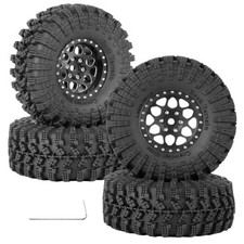 1.3" Beadlock Wheel Tires Set for 1/18 1/24 SCX24 TRX4M RC Crawler Black 4pcs 