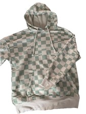 Wild Fable Soft Jade Checked Sweatshirt Pullover Hoodie Size L