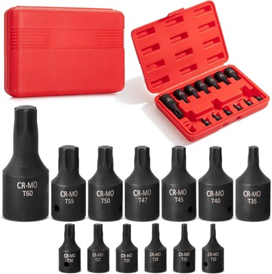 Bates- Impact Torx Bit Socket Set, 13 Socket, 13 pcs, T10-T60 
