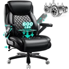 600LBS Large Heavy Duty Office Chair with 5D Flip Arms, Comfy Big and Tall Ex...